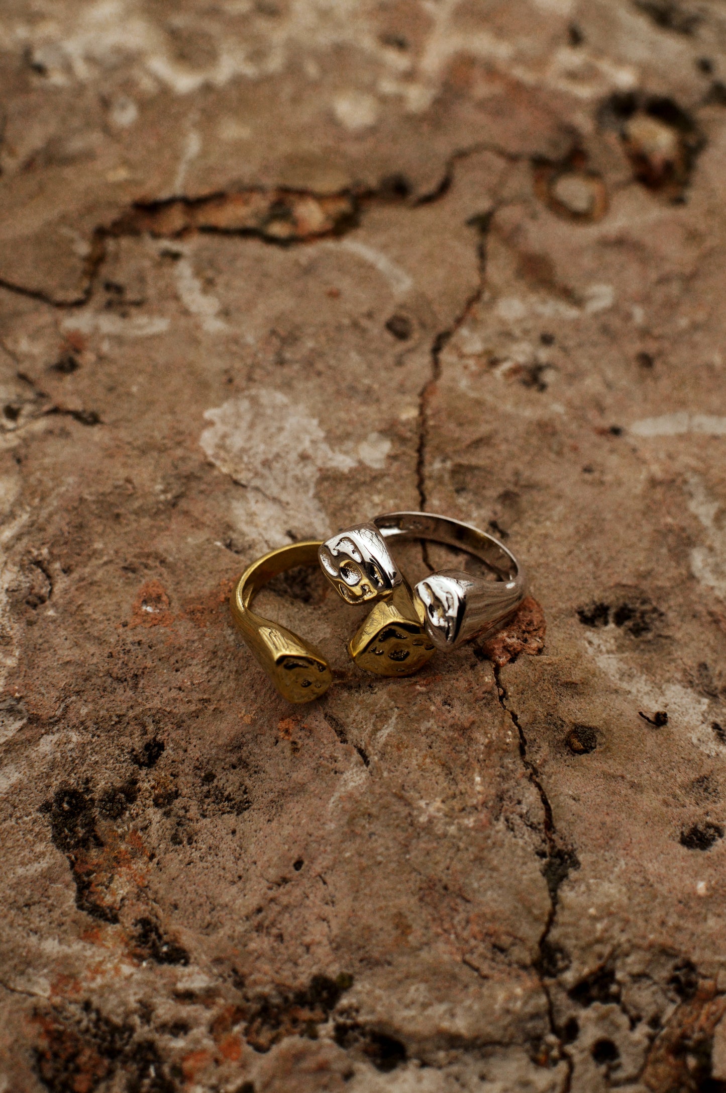 Dual soul silver 14K gold ring