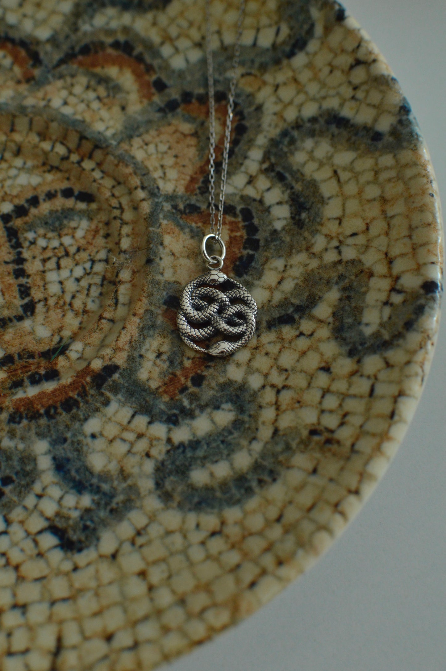 Snake loop silver 14K gold necklace pendant