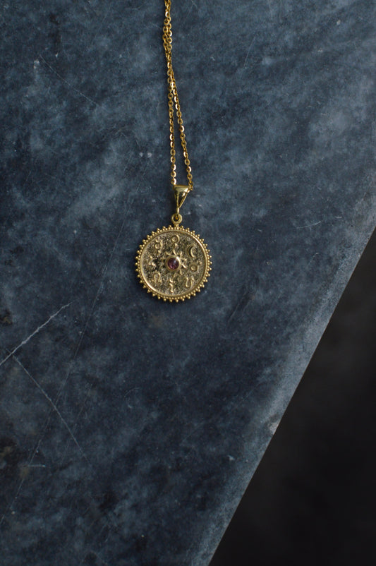 Celestial harmony silver 14K gold necklace