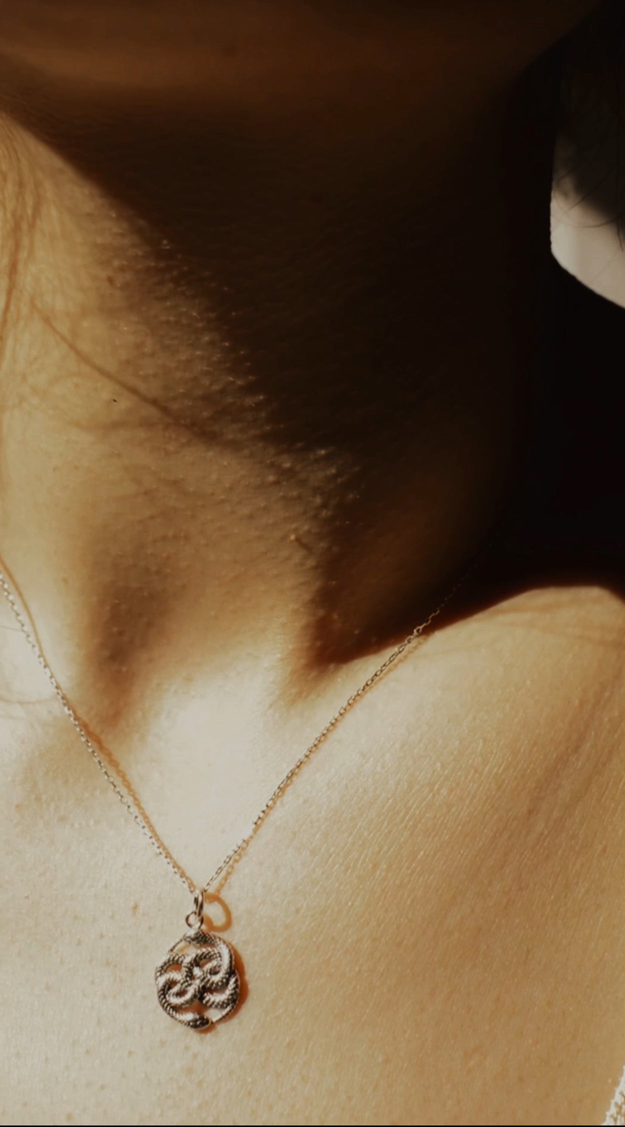 Snake loop silver 14K gold necklace pendant