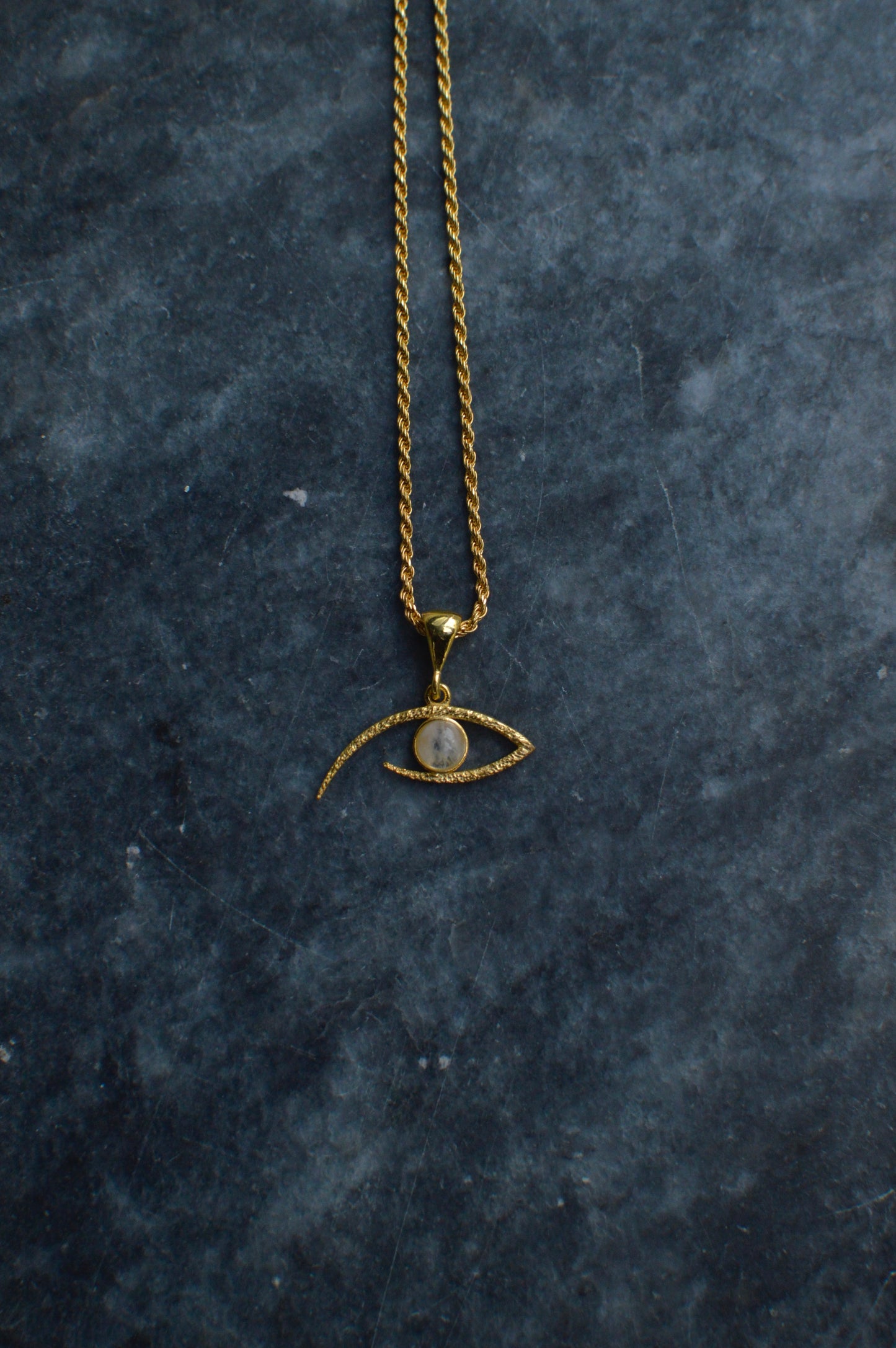 Eye of clarity silver 14K gold necklace