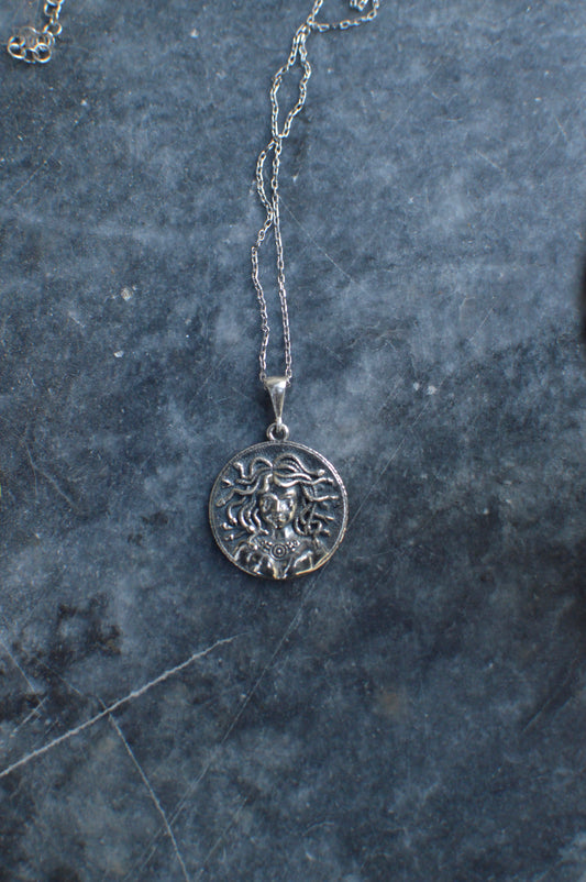 Medusa Gorgon’s silver necklace