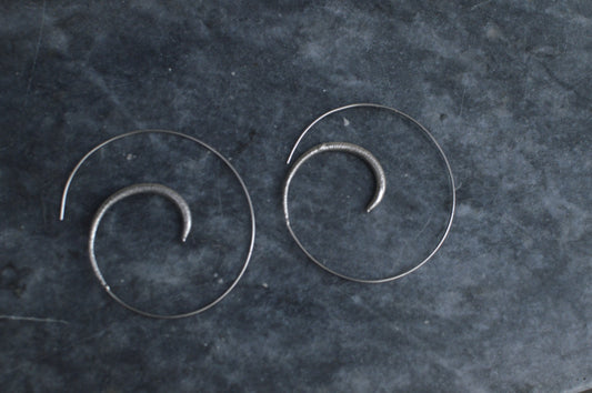 Lunar hoop big silver 14K gold earrings
