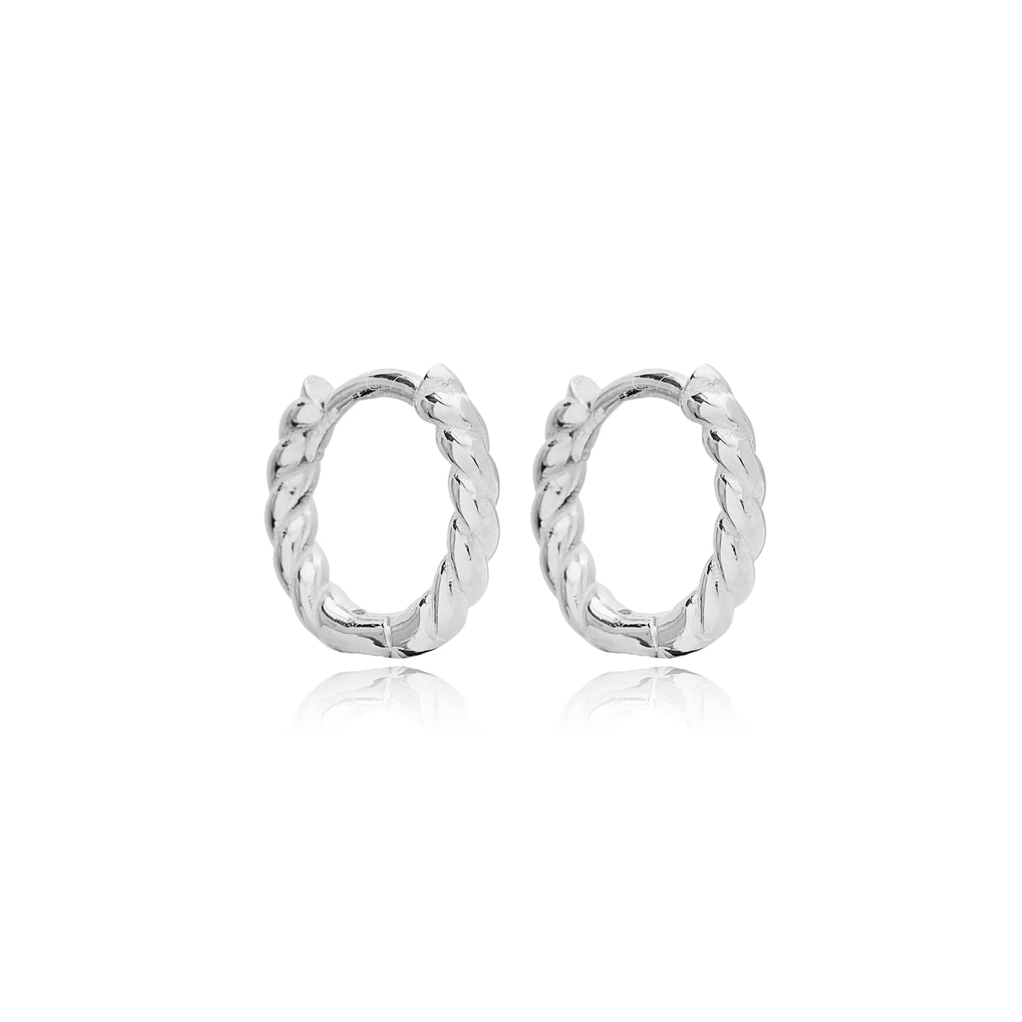 Elegant twisted hoop silver earrings - Èthèora