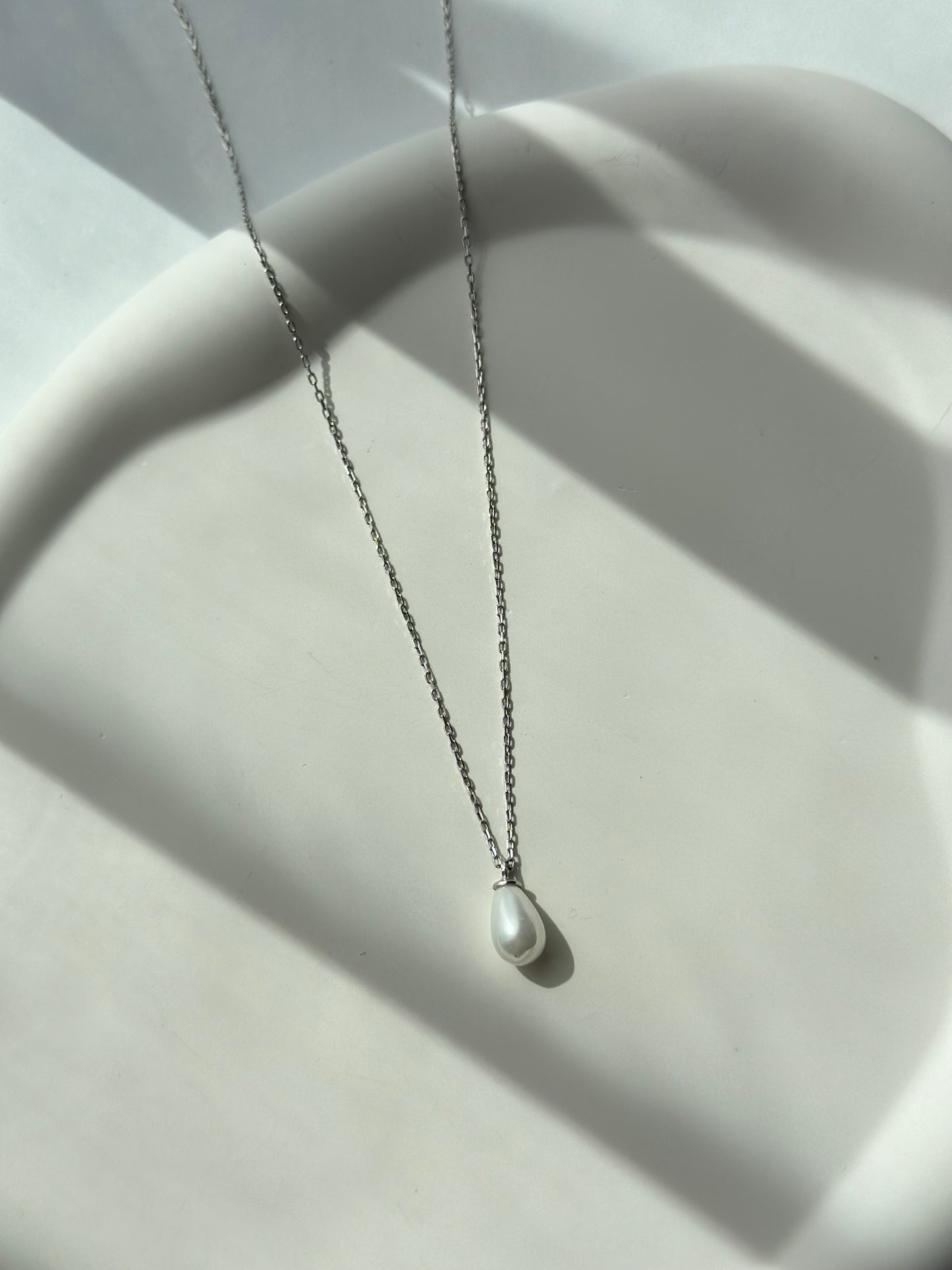 Drop pearl silver necklace - Èthèora