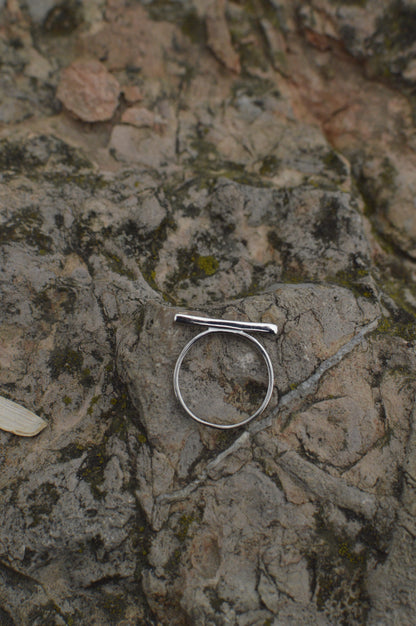Sterling silver 925 14K gold Line ring