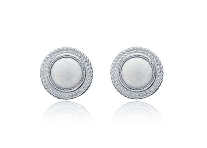 Round white opal necklace and earrings set - Èthèora