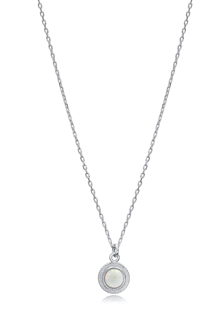 Round white opal necklace and earrings set - Èthèora
