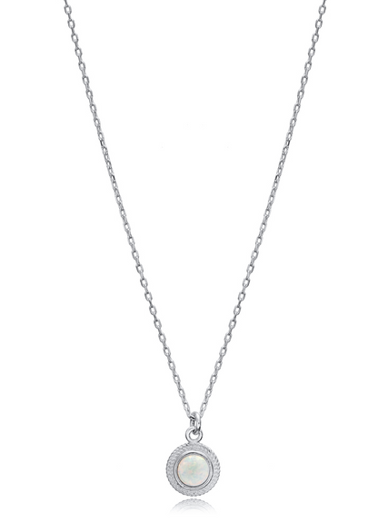 Round white opal necklace and earrings set - Èthèora