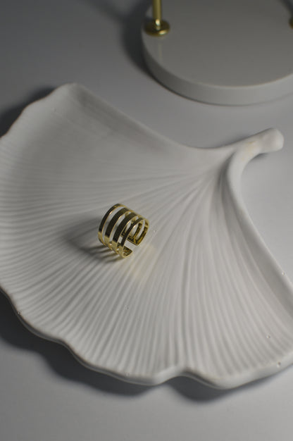Golden spiral elegance silver 14K gold ring