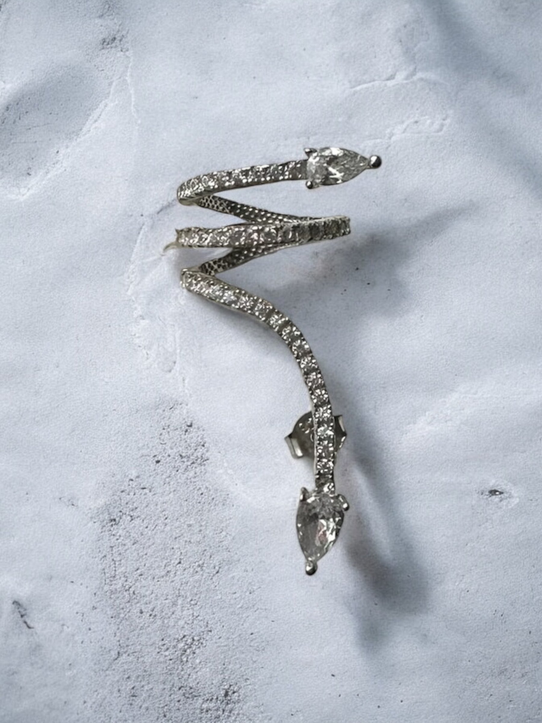 Snake silver cuff earring with stones - Èthèora