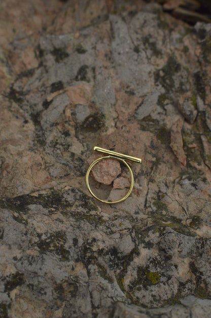 Sterling silver 925 14K gold Line ring