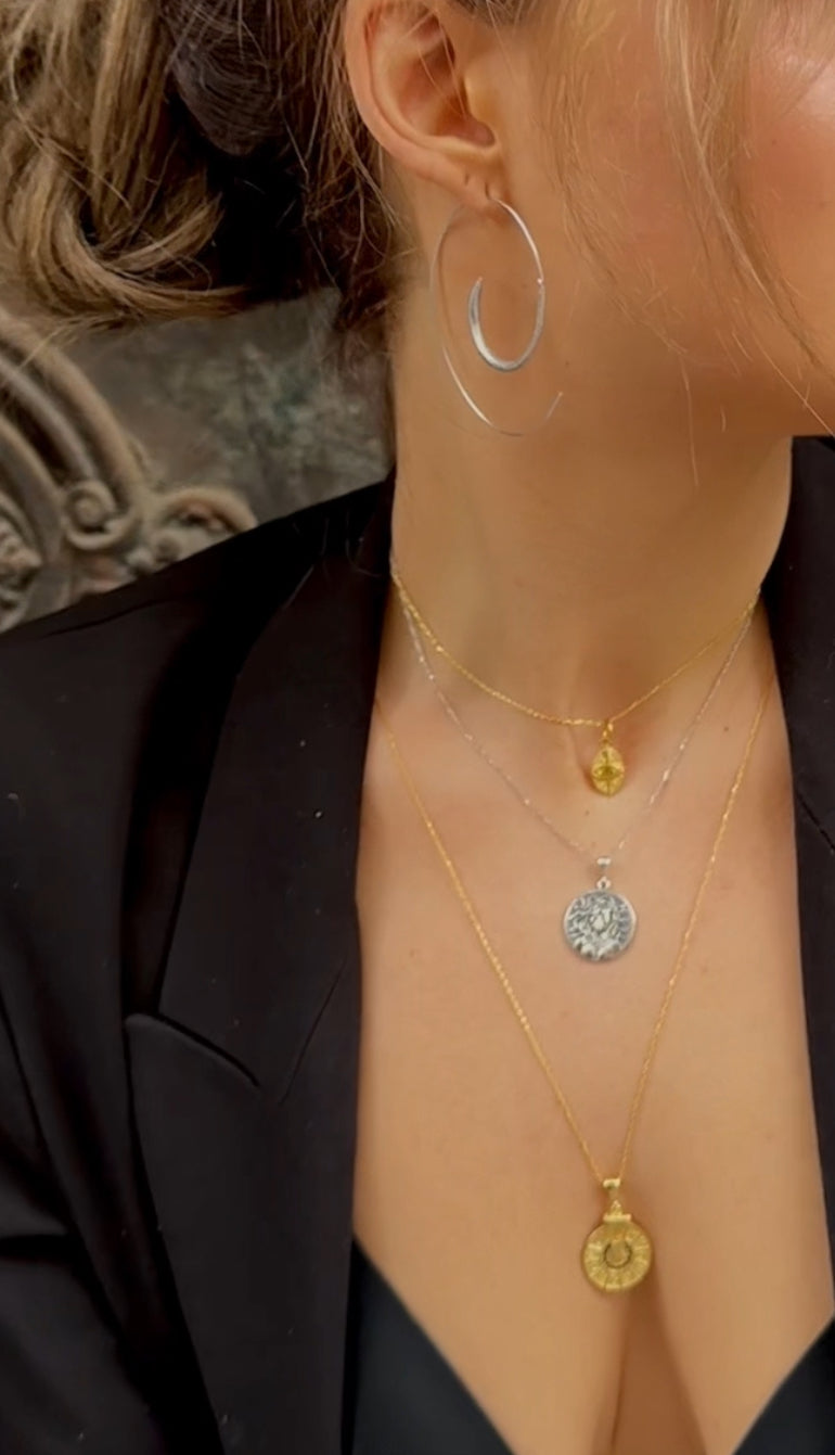 Серебряное колье Zodiac spin 14К золото 