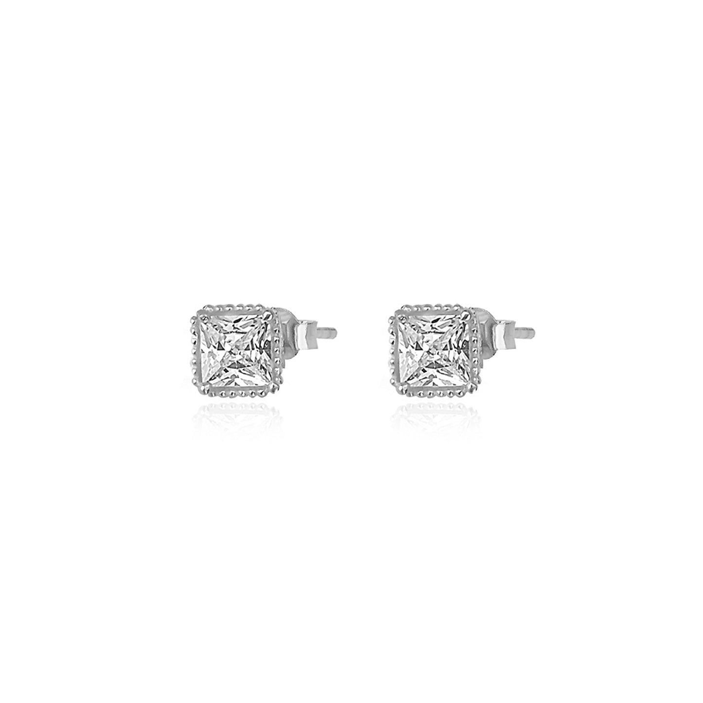 Timeless square-cut silver earrings