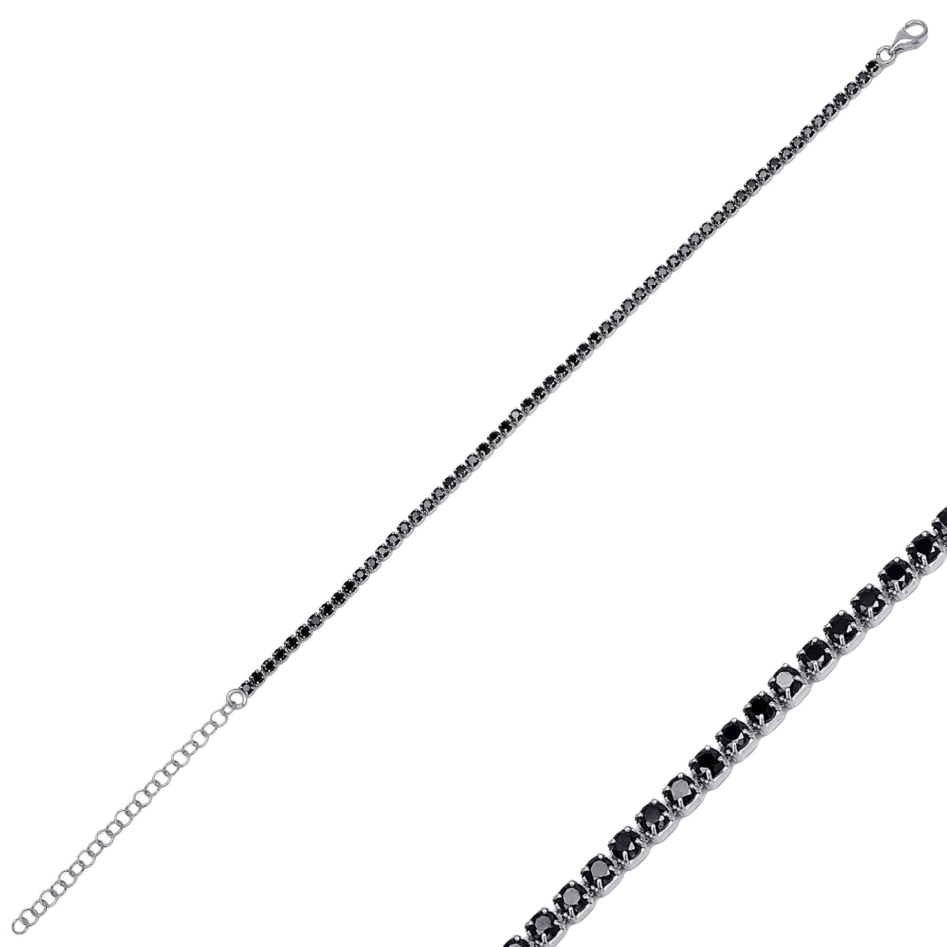 Black zirconia tennis silver bracelet - Èthèora