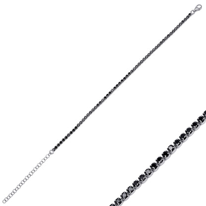 Black zirconia tennis silver bracelet - Èthèora