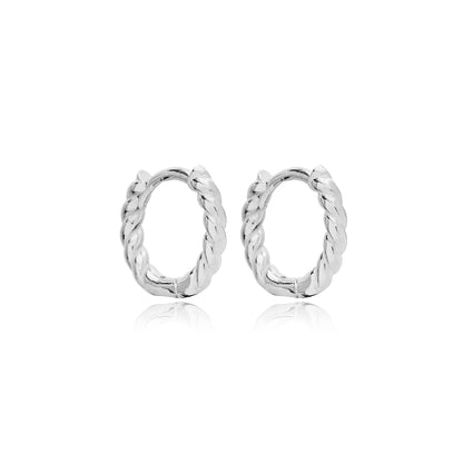 Elegant twisted hoop silver earrings - Èthèora