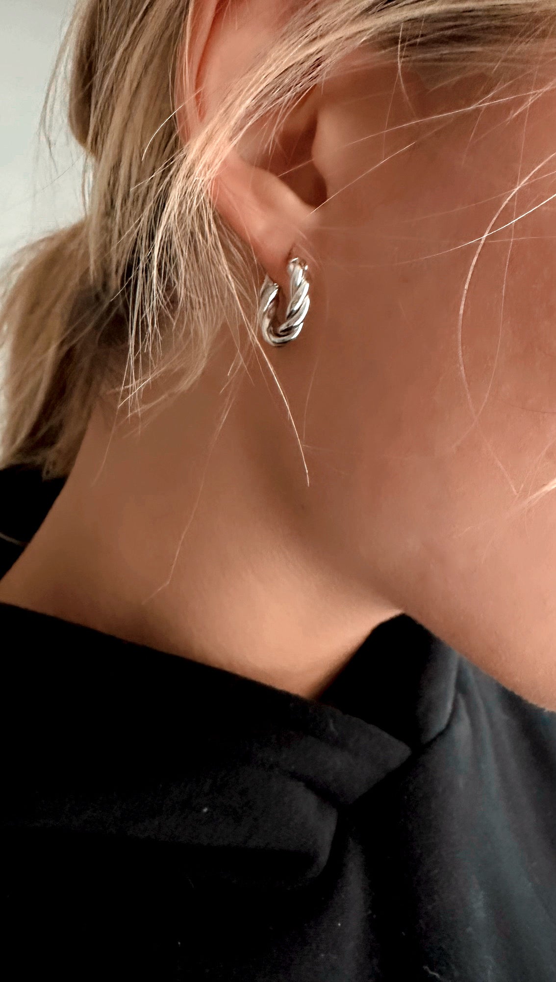 Vintage hoop silver earrings - Èthèora