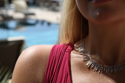 Cascade fringe silver necklace - Èthèora