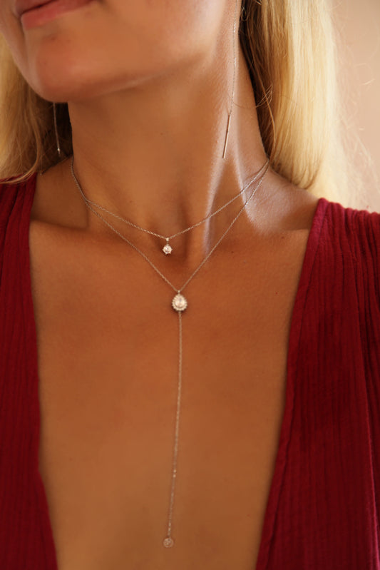 Elegant zirconia stone charm Y-necklace - Èthèora