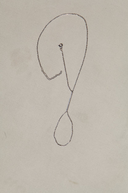 Shahmaran silver bracelet with line stones and double wrist chain - Èthèora