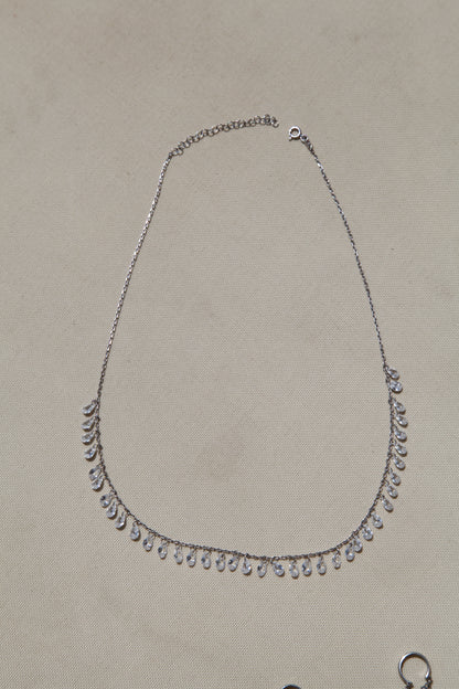Crystal drops silver necklace - Èthèora