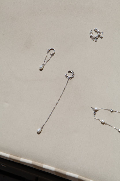 Drop pearl short chain cuff - Èthèora