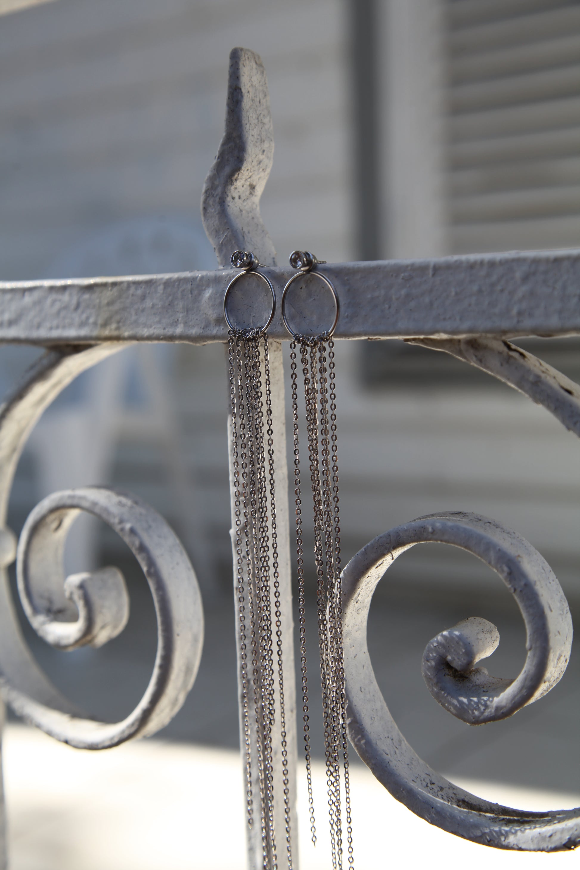 Cascade long chain silver earrings - Èthèora