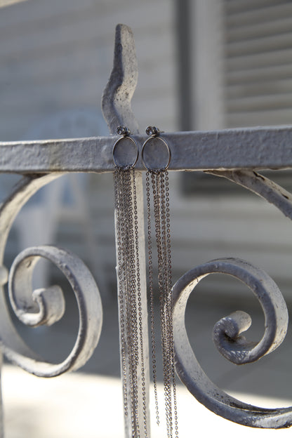 Cascade long chain silver earrings - Èthèora