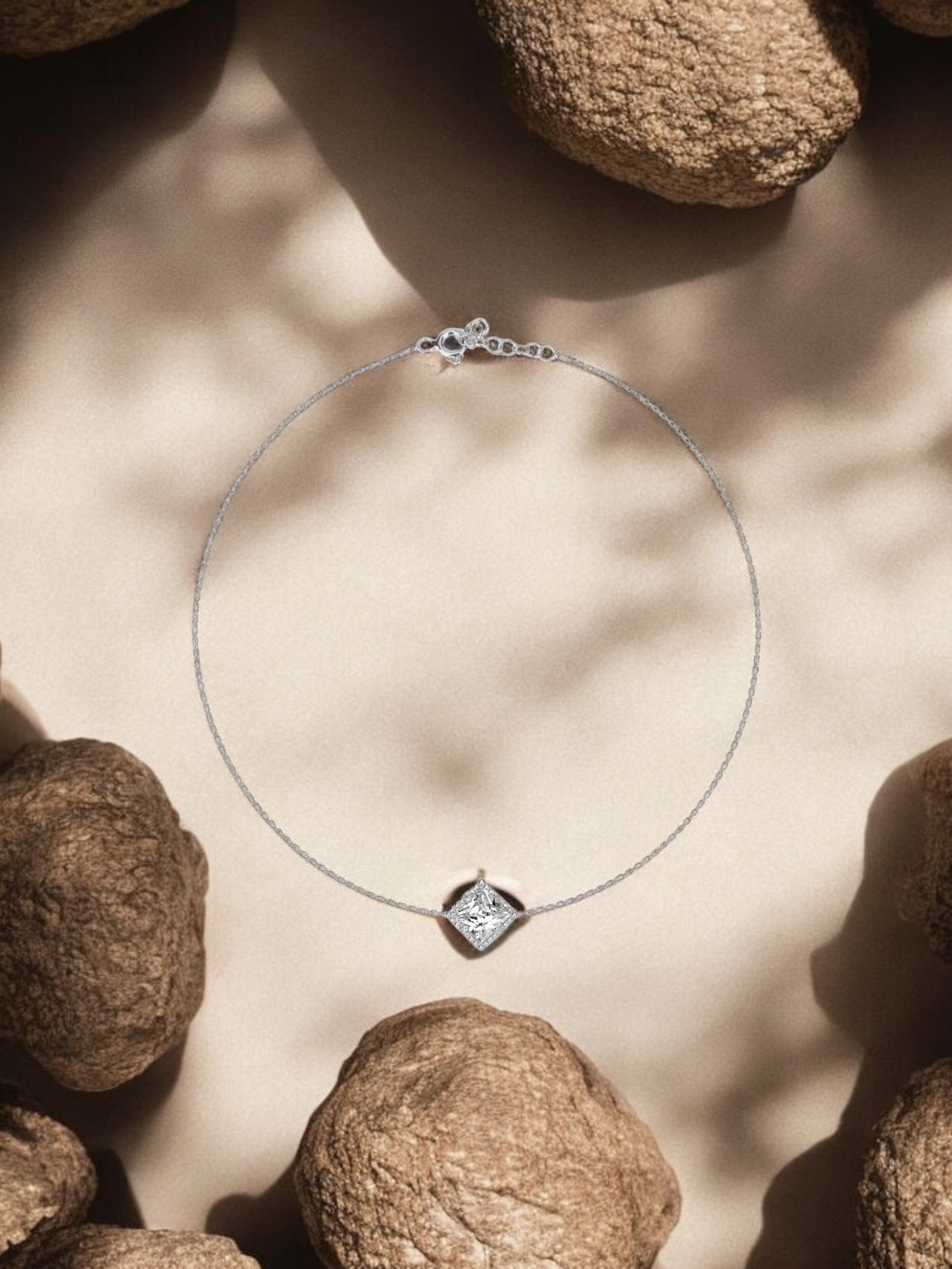 Radiant square stone silver bracelet - Èthèora