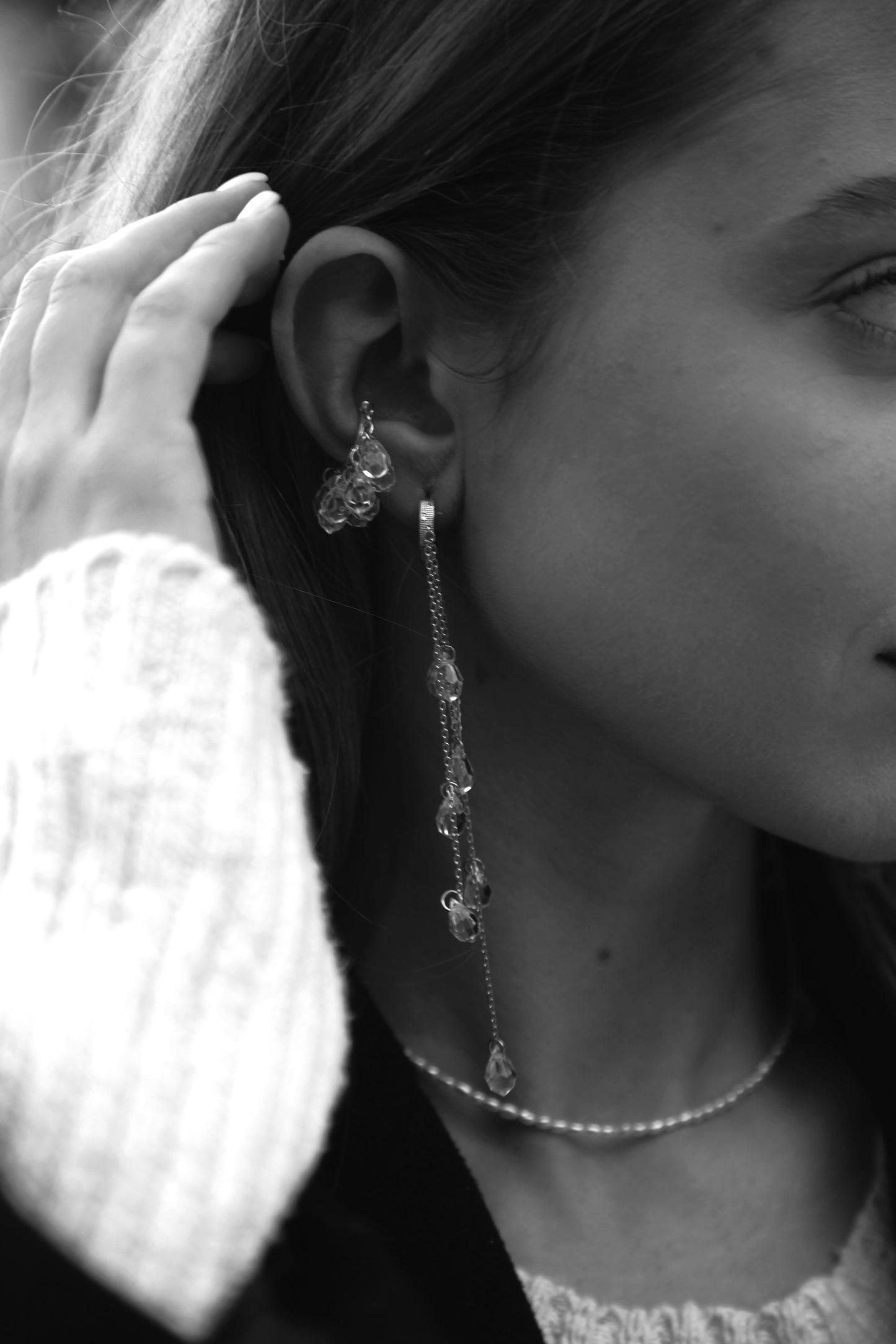 Crystal rainfall silver earrings - Èthèora