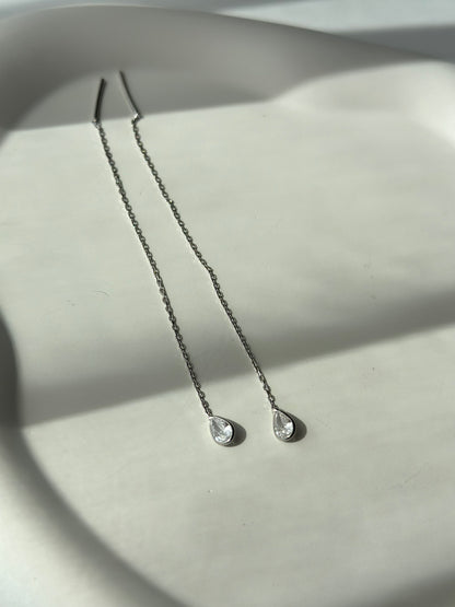 Timeless silver drop stud earrings - Èthèora