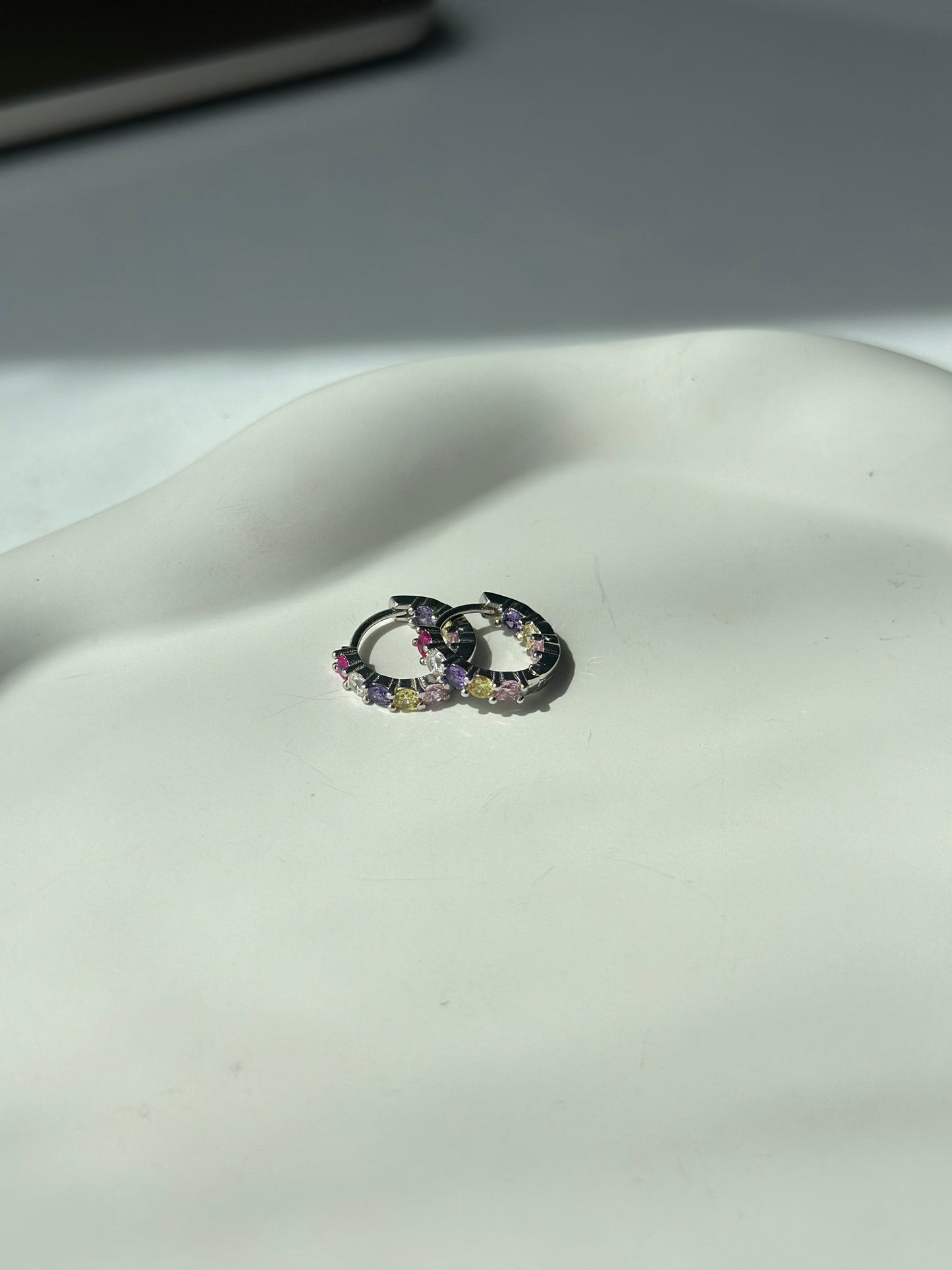 Mix stone colorful hoop silver earrings - Èthèora