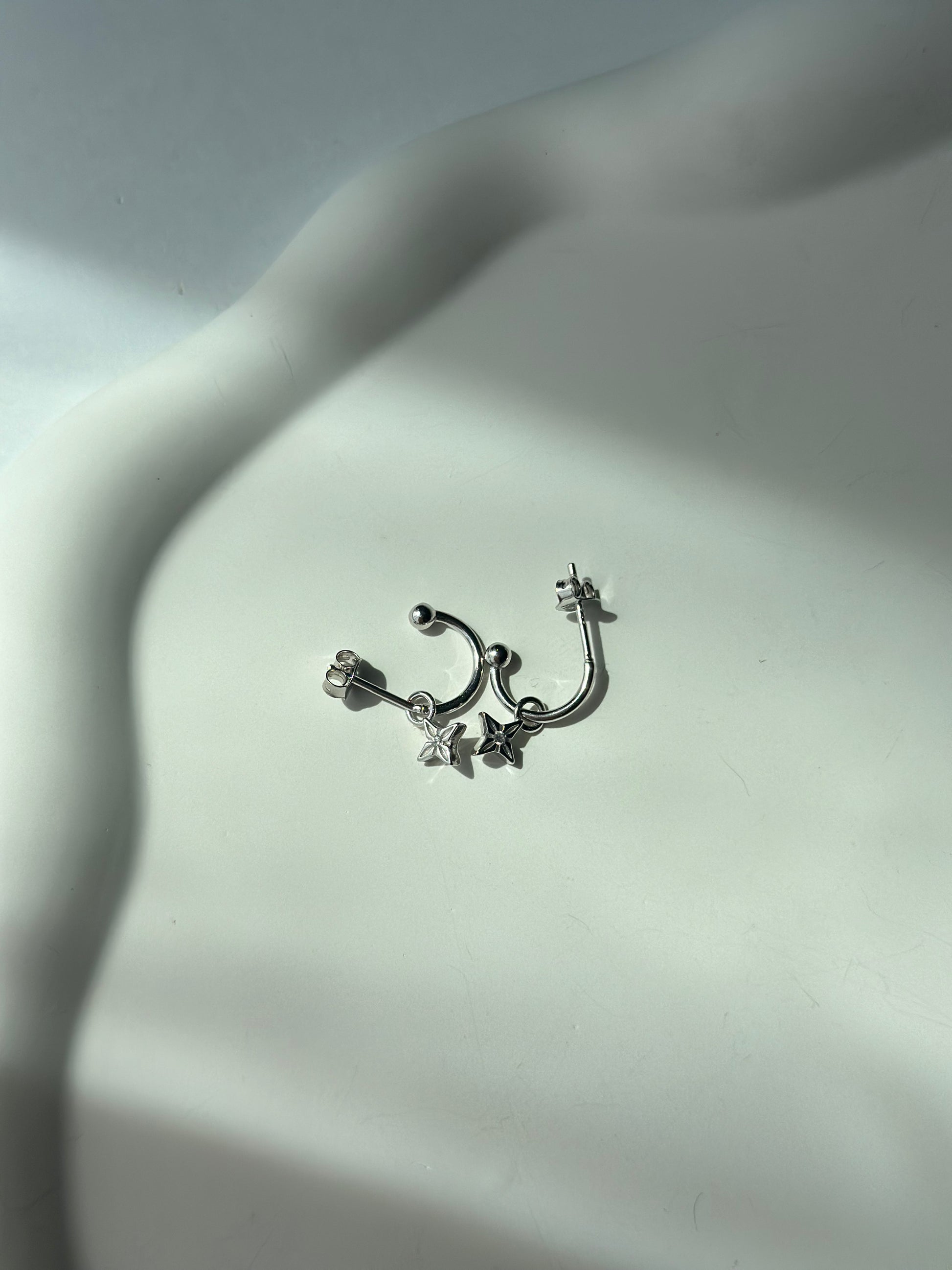 Stars shining silver earrings and necklace set - Èthèora