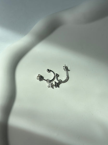 Stars shining silver earrings and necklace set - Èthèora