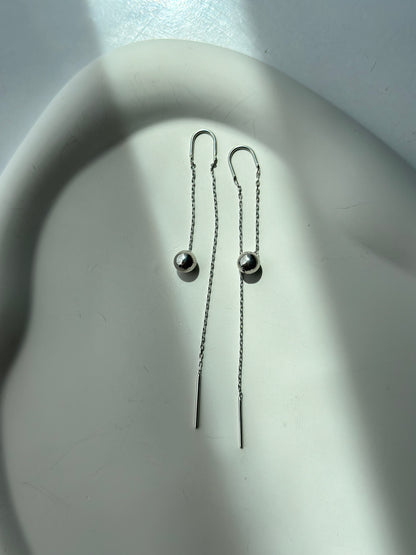 Wrecking ball chain silver earrings - Èthèora
