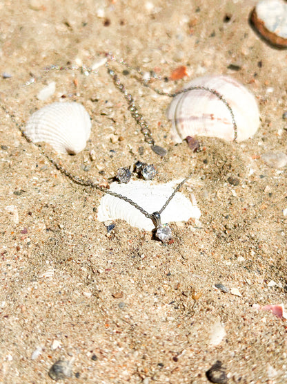 Crystal round charm silver necklace - Èthèora