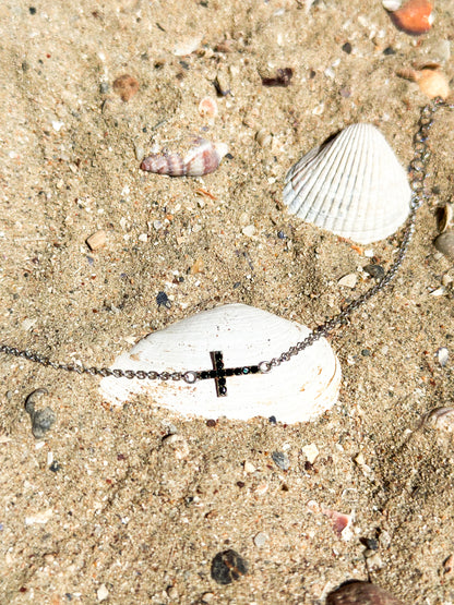 Cross design silver charm bracelet with stones - Èthèora