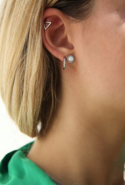 Round white opal necklace and earrings set - Èthèora