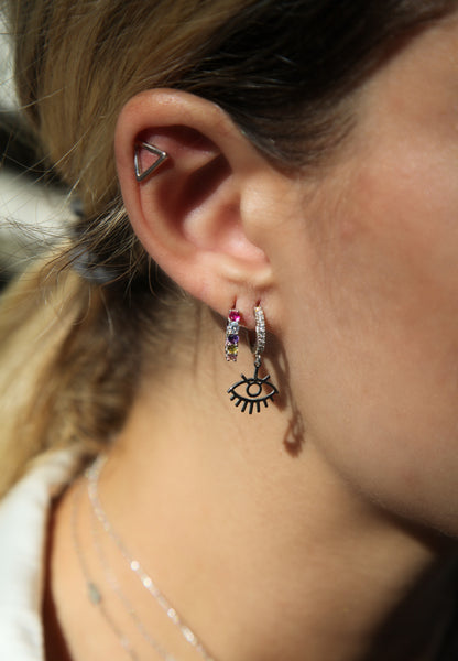 Third eye protection silver earrings - Èthèora