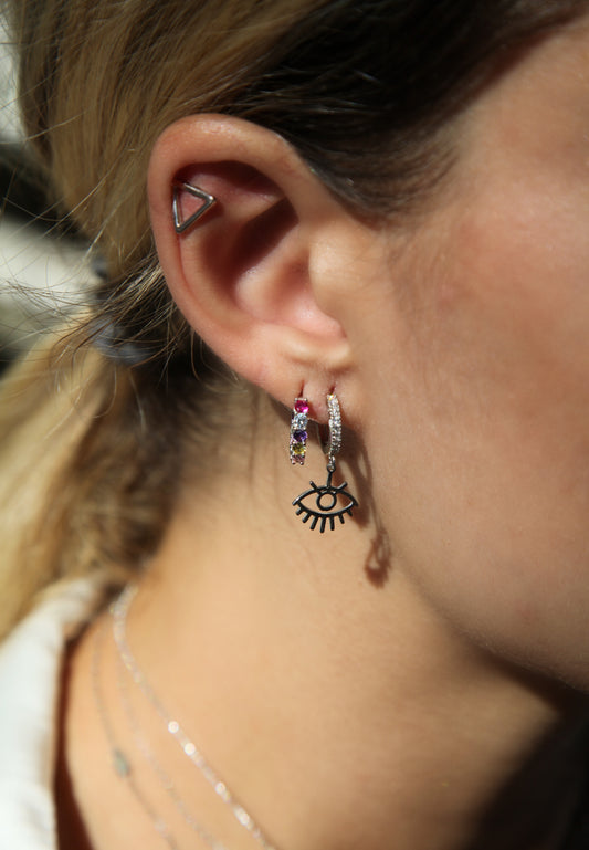 Third eye protection silver earrings - Èthèora