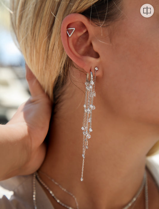 Triangle silver stud earrings - Èthèora