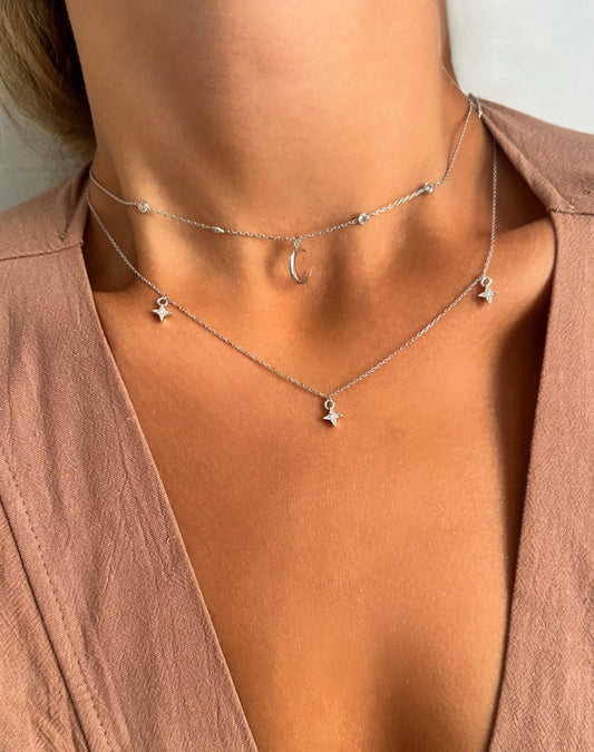 Stars shining silver necklace - Èthèora
