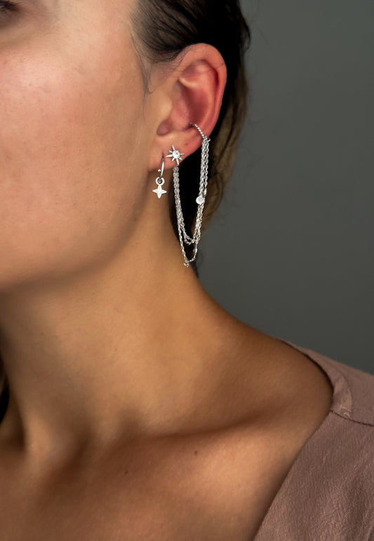 Stars shining silver earrings - Èthèora
