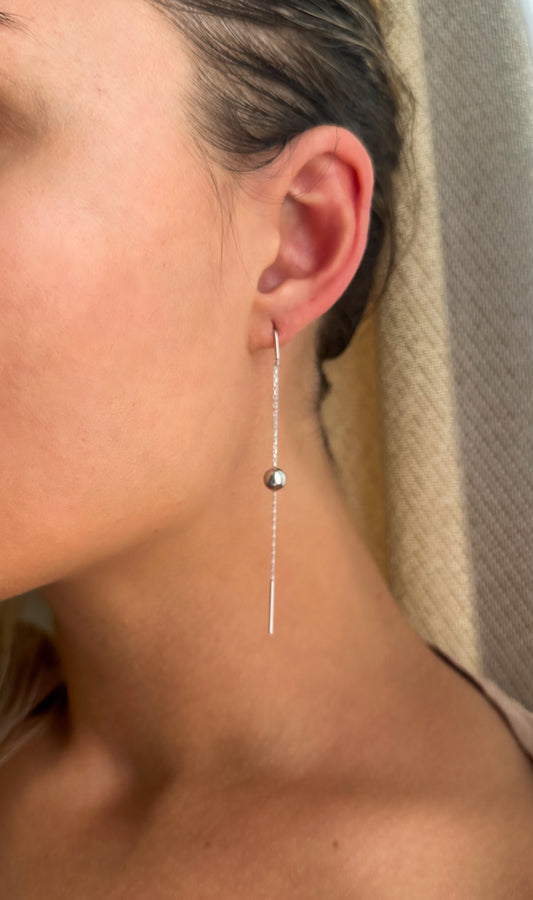 Wrecking ball chain silver earrings - Èthèora