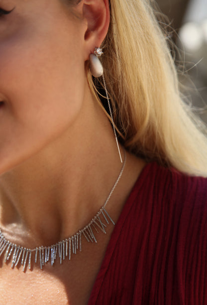 Vintage convex matte silver earrings - Èthèora