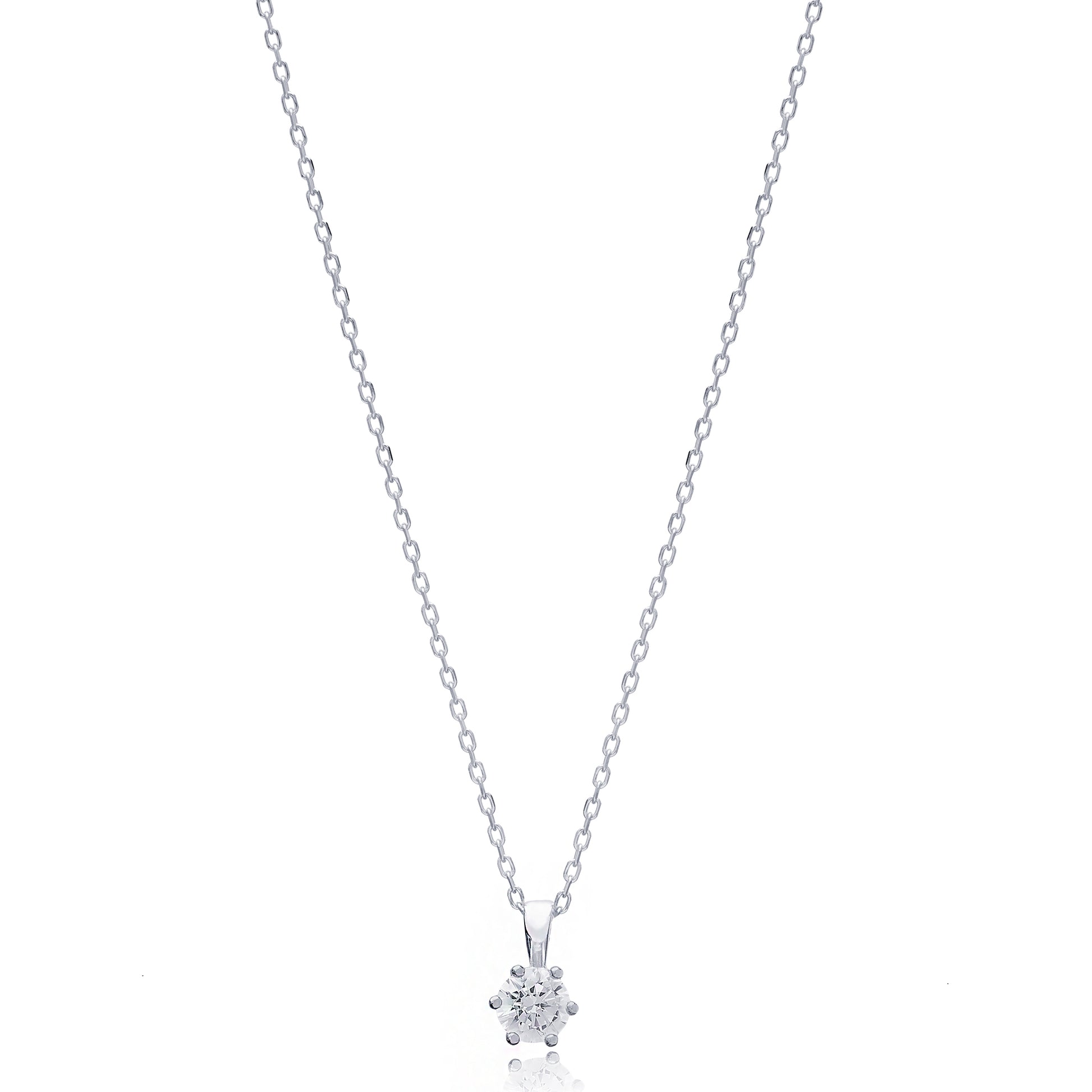 Crystal round silver necklace and earrings set - Èthèora