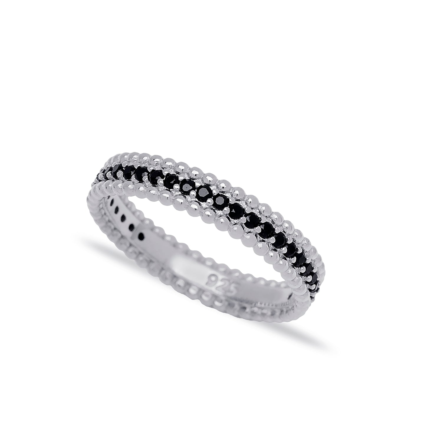 Shiny white zirconia stone woman silver band ring - Èthèora