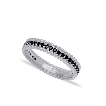 Shiny white zirconia stone woman silver band ring - Èthèora